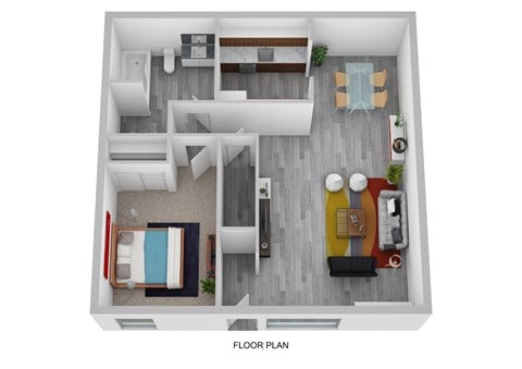 Floor plan for 1 bed, 1 bath